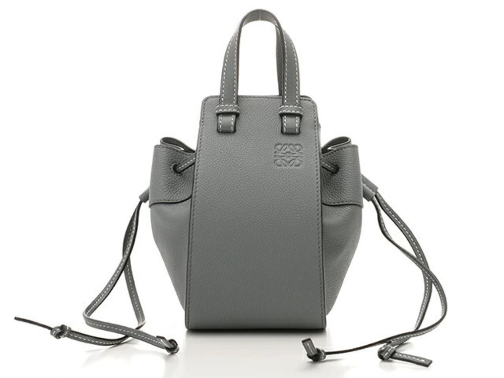 Loewe Hammock Bag Shoulder Embossed Leather Gray